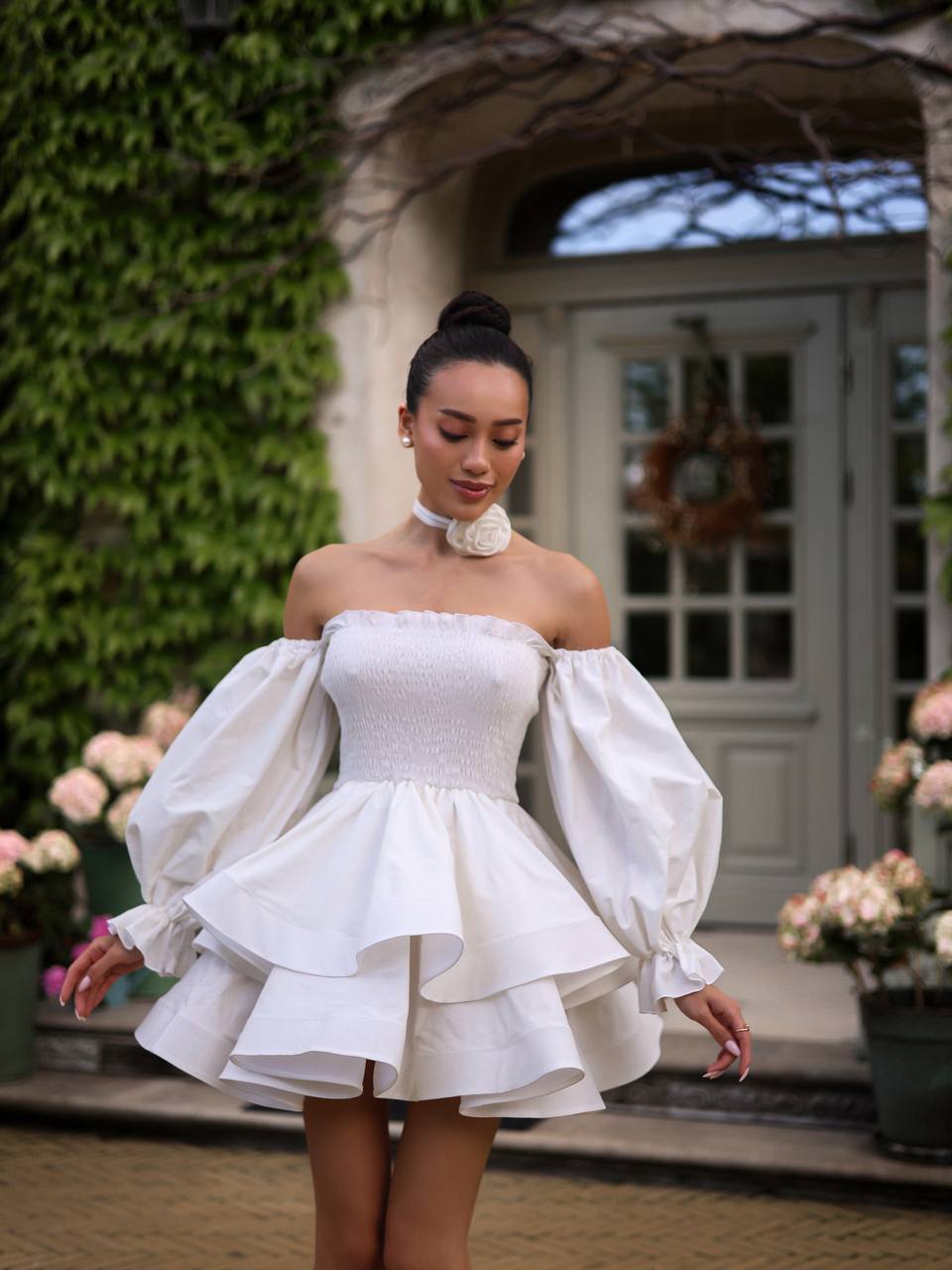 White Off-Shoulder Mini Dress