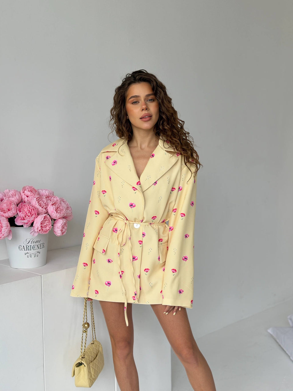 Oversized lined blazer with a floral print
