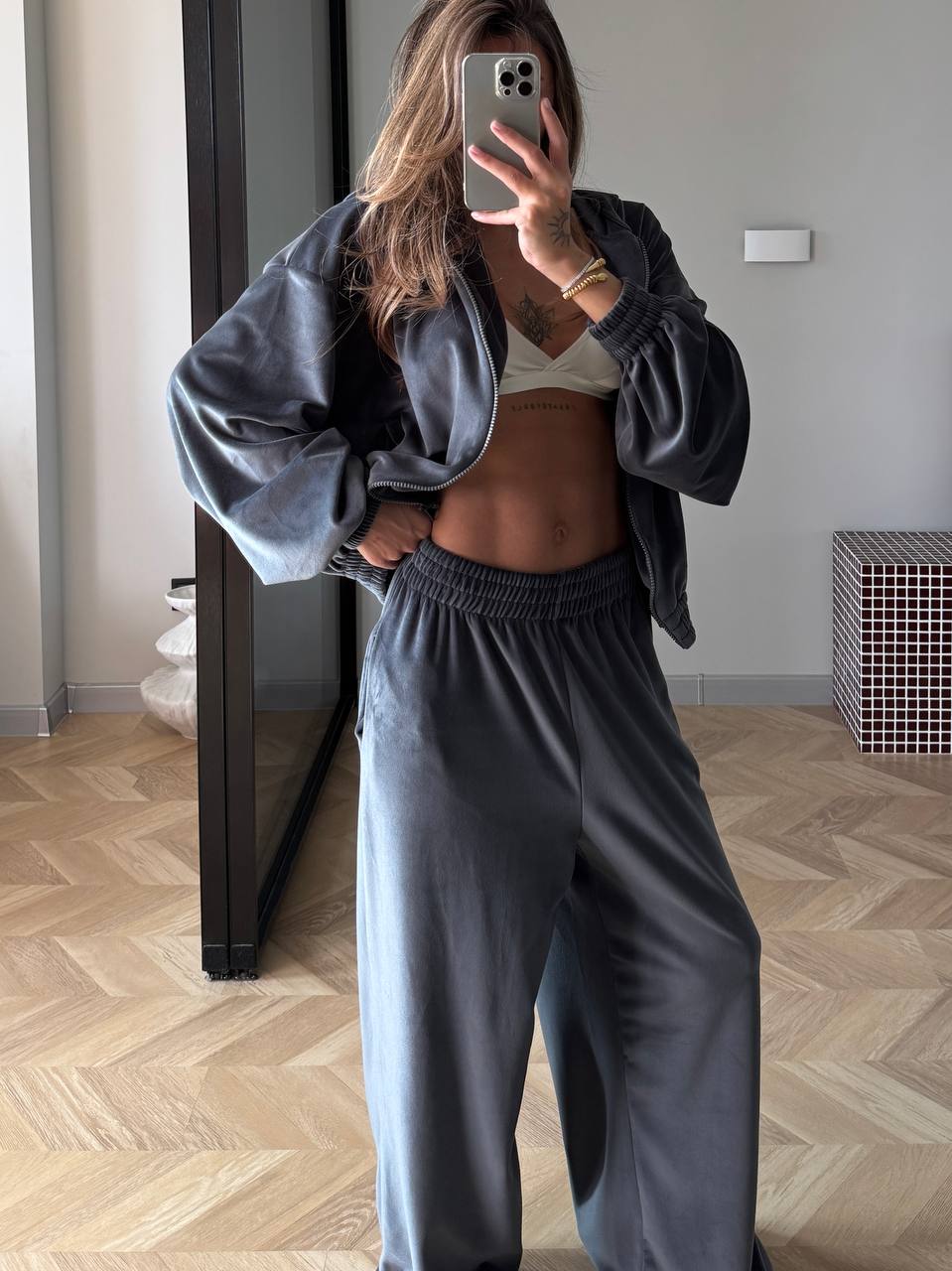 Velour tracksuit Grey
