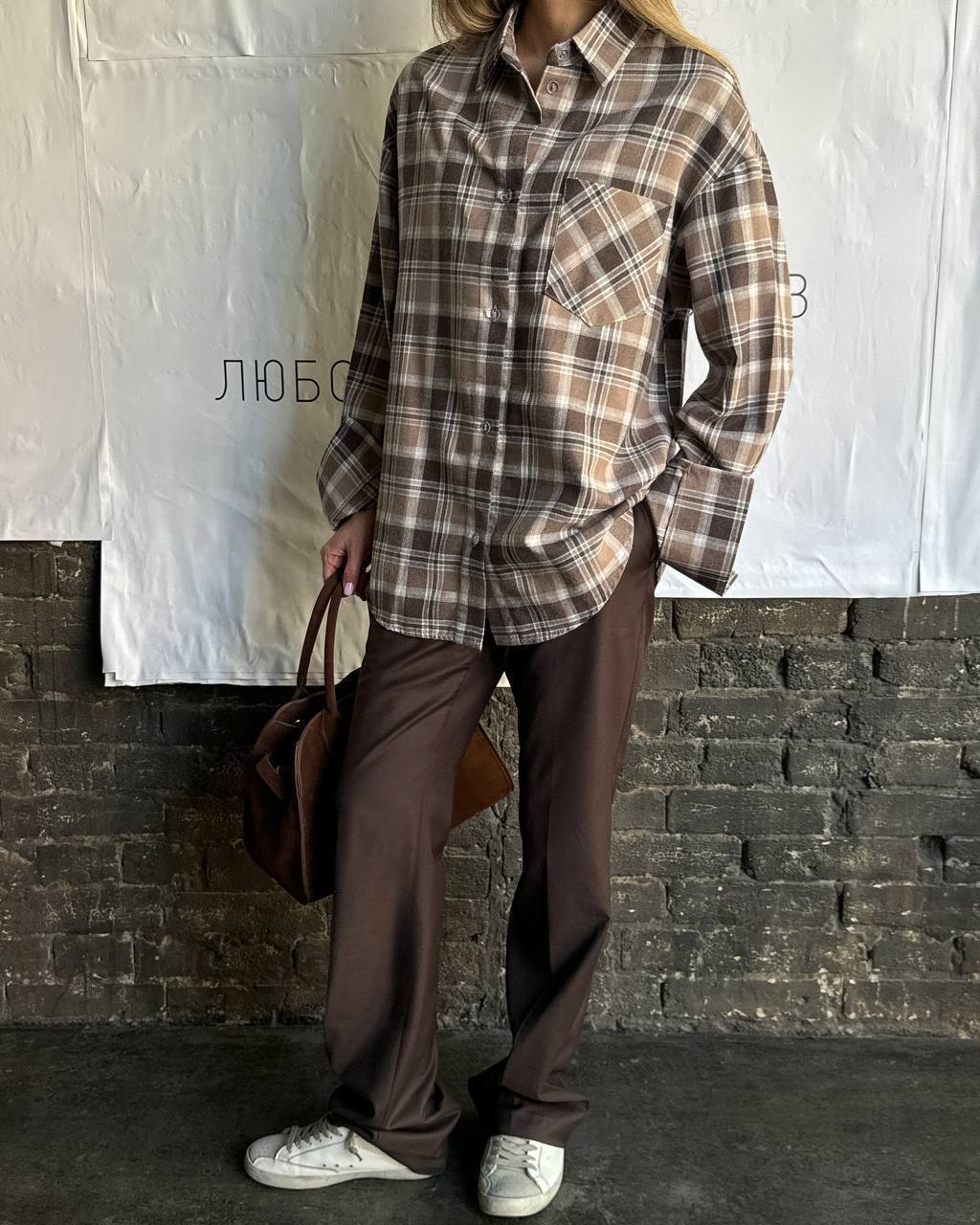 Plaid Tie-Front Shirt onesize
