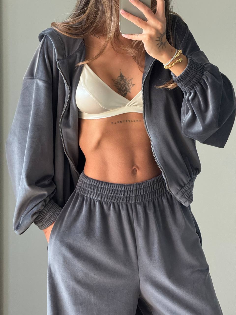 Velour tracksuit Grey