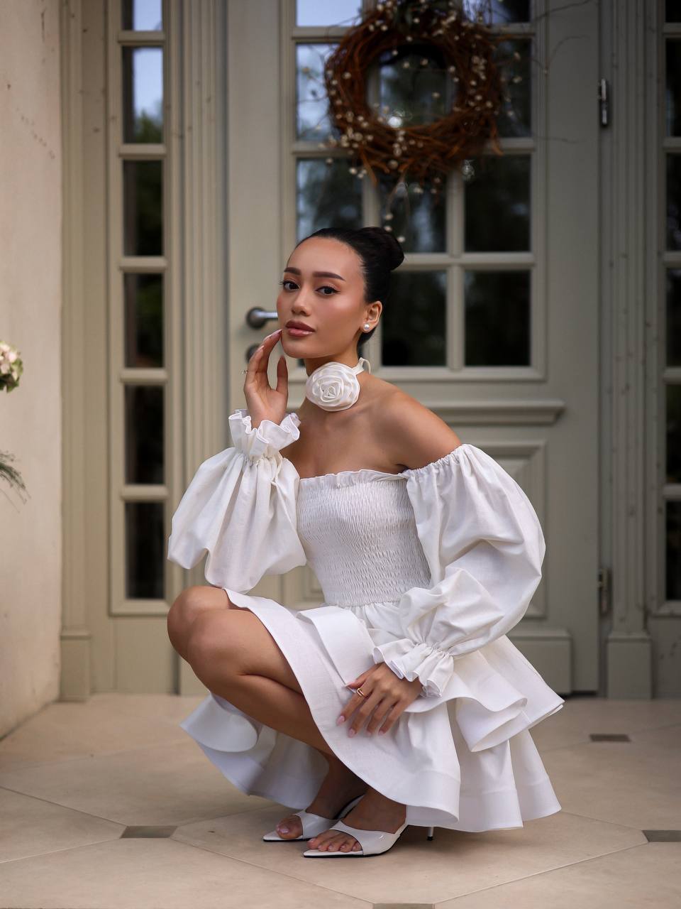 White Off-Shoulder Mini Dress