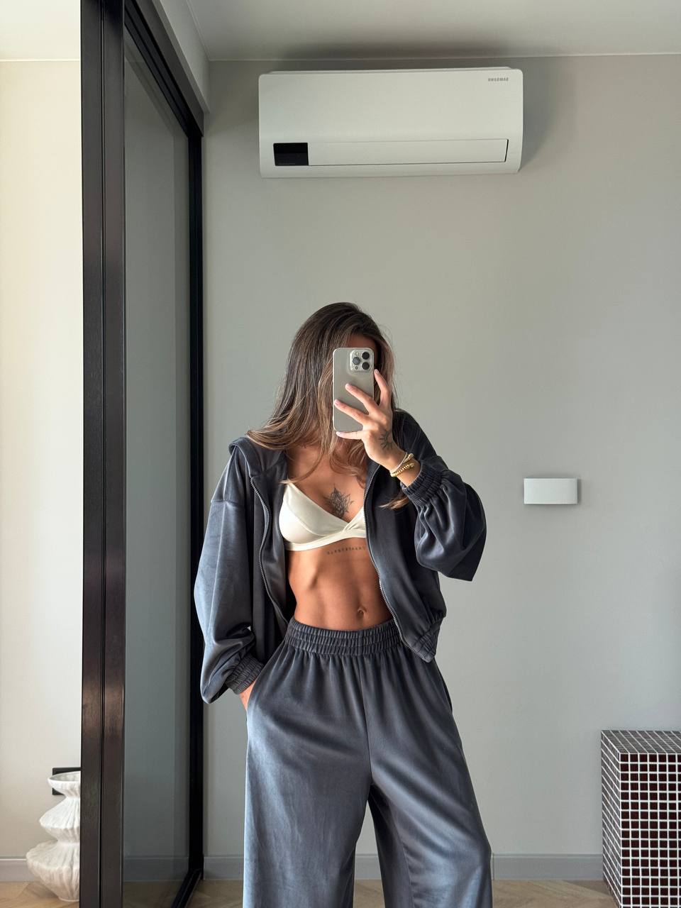 Velour tracksuit Grey